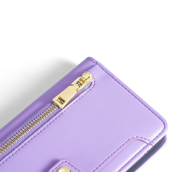 Klapkové puzdro pre Motorola Edge 40 Neo, Wallet Zipper Pocket, fialové