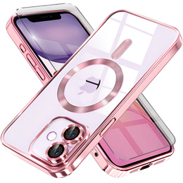 Puzdro pre iPhone 11, Electro MagSafe, ružové + sklo na displej