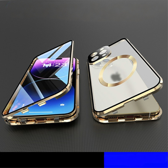 Magnetické puzdro Dual Glass MagSafe pre iPhone 15, zlaté
