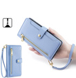 Klapkové puzdro pre iPhone 16E, Wallet Zipper Pocket, modré