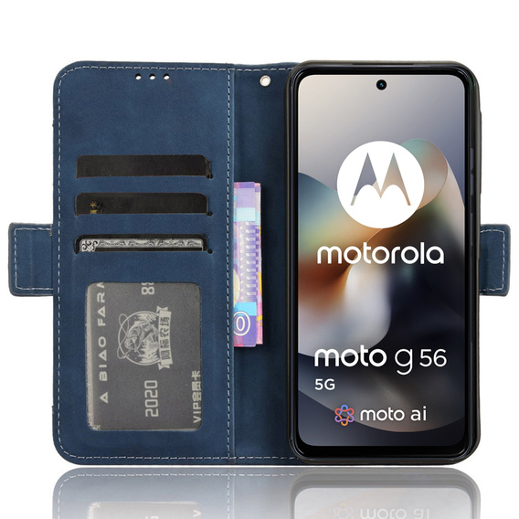 Klapkové puzdro pre Motorola Moto G56 5G, Card Slot, tmavomodré