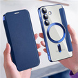 Klapkové puzdro pre Samsung Galaxy S24, RFID Wallet MagSafe CamShield, tmavomodré