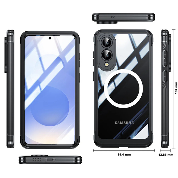 Puzdro pre Samsung Galaxy S25 Edge, Shockproof, so sklom, pre MagSafe, čierne