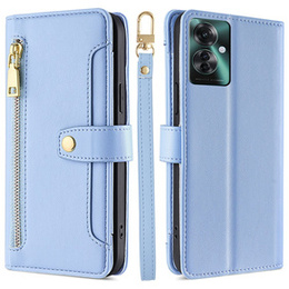 Klapkové puzdro pre Oppo Reno 11F 5G, Wallet Zipper Pocket, modré