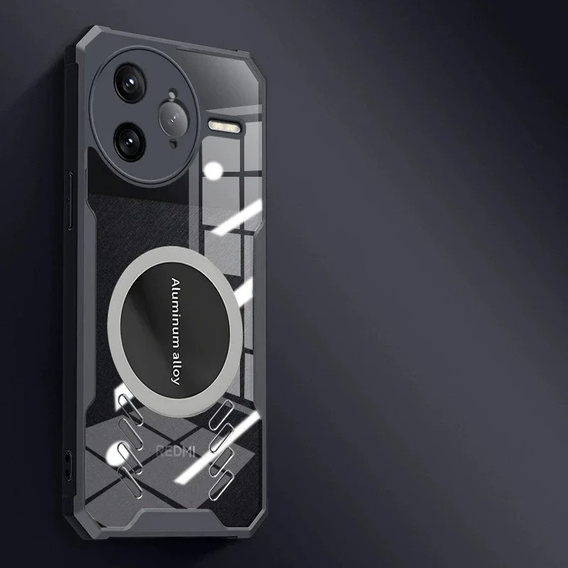 Puzdro pre Xiaomi Poco F7 Ultra, s magnetickým štítkom, transparentné / čierne