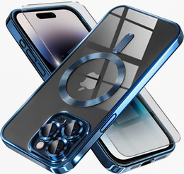 Puzdro pre iPhone 14 Pro, Electro MagSafe, modré + sklo na displej