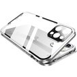 Puzdro pre iPhone 16 Pro Max, Magnetic Dual Glass, strieborné