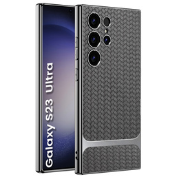 Puzdro pre Samsung Galaxy S23 Ultra, GKK Woven Leather, sivé