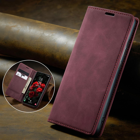 Puzdro pre Samsung Galaxy A55, ERBORD Vintage, červené + sklo na displej