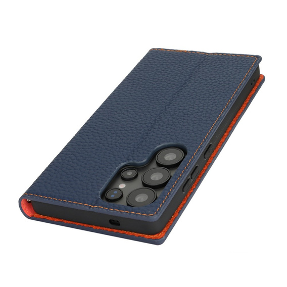 Klapkové puzdro pre Samsung Galaxy S25 Ultra, Litchi Skin Grain, tmavomodré