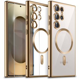 Puzdro pre Samsung Galaxy S25 Ultra, Electro MagSafe, zlaté + sklo na displej