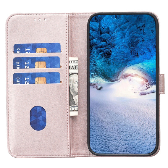 Klapkové puzdro pre Samsung Galaxy S23 FE, BINFEN Wallet, ružové rose gold + 9H sklo