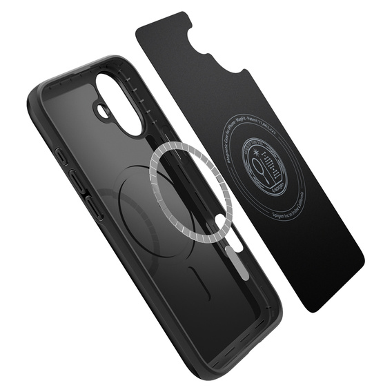 Puzdro Spigen pre iPhone 16 Plus, Thin Fit Mag, sivé + tvrdené sklo 9H