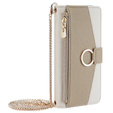 Flipové puzdro pre Samsung Galaxy M15 5G, Wallet Zipper Pocket, so zrkadlom, biele