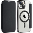 Klapkové puzdro pre iPhone 15, RFID Wallet MagSafe CamShield, čierne