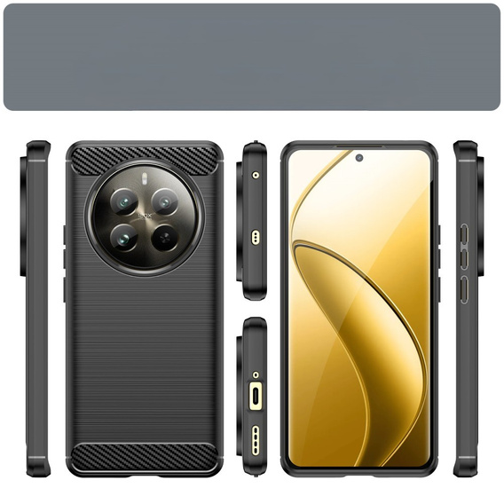 Obal na mobil pre Realme 12+ Plus 5G, Carbon, čierne