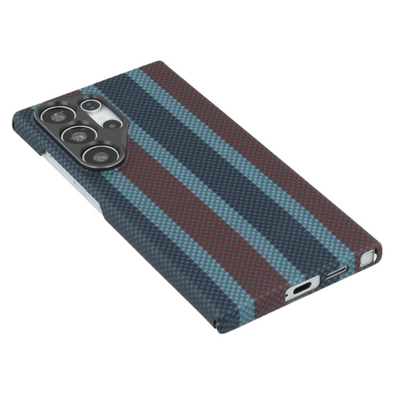 Puzdro pre Samsung Galaxy S24 Ultra, Aramid Fiber Slim Case, pre MagSafe, modrá / červená