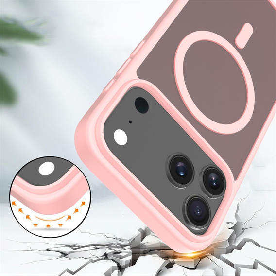 Matné puzdro pre iPhone 17 Pro Max, pre MagSafe, priesvitné ružové