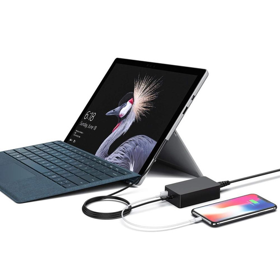 44W 15V 2,58A napájací adaptér s nabíjacím portom USB pre Microsoft Surface Pro 6/5/4/3 - zástrčka EÚ