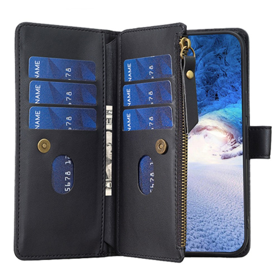 Klapkové puzdro pre Samsung Galaxy A25 5G, Wallet Zipper Pocket, čierne