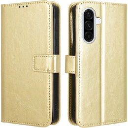 Klapkové puzdro pre Samsung Galaxy A56, Crazy Horse Wallet, zlaté