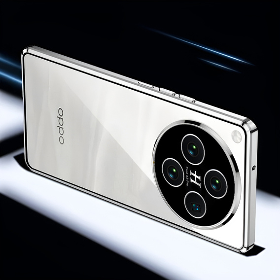 Puzdro pre Oppo Find X8 Pro, Magnetic Dual Glass, strieborné