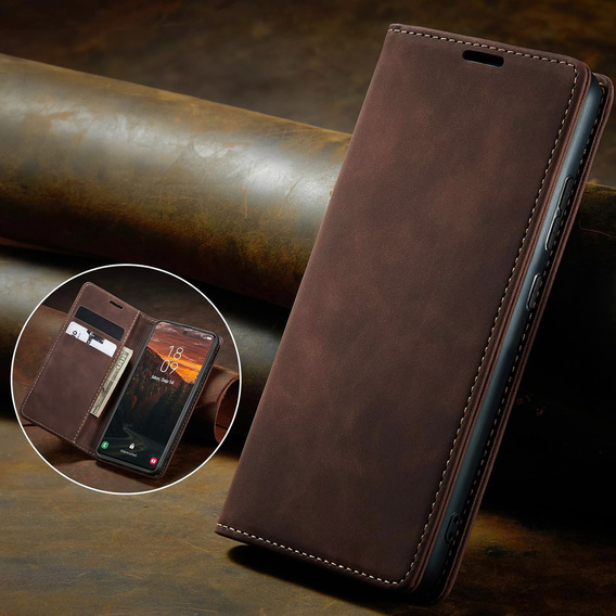 Puzdro pre Samsung Galaxy A55, ERBORD Vintage, káva + sklo na displej