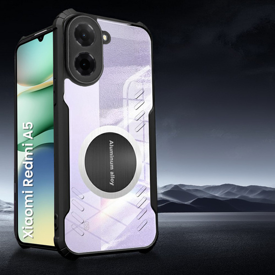Puzdro pre Xiaomi Redmi A5, s magnetickým štítkom, transparentné / čierne