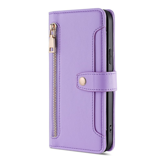 Klapkové puzdro pre Oppo Reno8 T 4G, Wallet Zipper Pocket, fialové