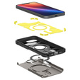 Puzdro Spigen pre iPhone 16E, Tough Armor Mag MagSafe, sivé + tvrdené sklo 9H 