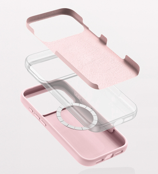 Silikónové puzdro pre iPhone 17 Pro Max, pre MagSafe, proti nárazom, ružové