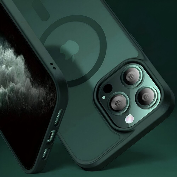 Puzdro pre iPhone 11 Pro, pre MagSafe, ERBORD Matt Case, zelený + sklo na displej