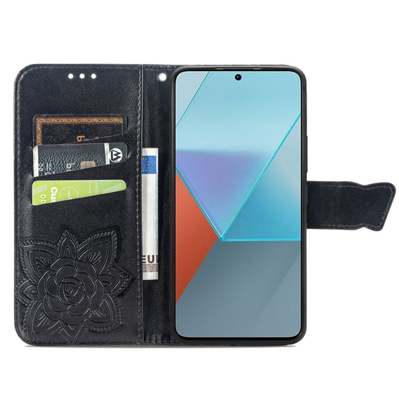Klapkové puzdro pre Xiaomi Redmi Note 13 Pro 5G, Butterfly, čierne