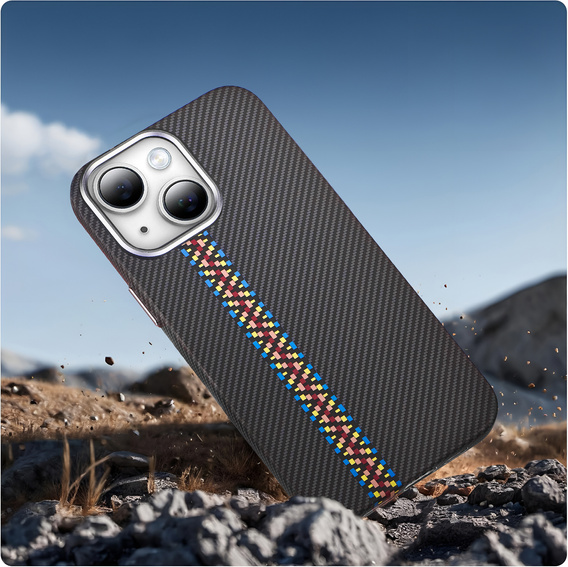 Puzdro pre iPhone 15, Carbon Fiber MagSafe, čierne