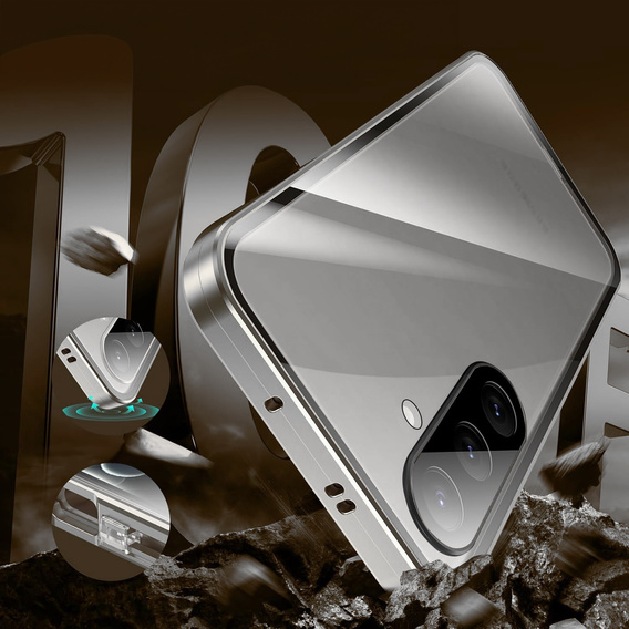Puzdro pre Samsung Galaxy A56, Magnetic Dual Glass, strieborné