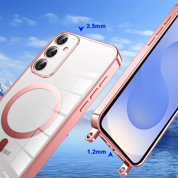 Puzdro pre Samsung Galaxy S25+ Plus, Electro MagSafe, ružové + šnúrka