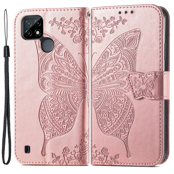Klapkové puzdro pre Realme C21Y / C25Y, Butterfly, ružové