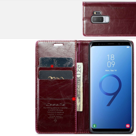 CASEME flipové puzdro pre Samsung Galaxy S9+ Plus, Waxy Textured, červené