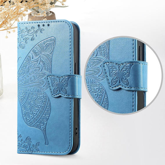 Klapkové puzdro pre Xiaomi Redmi 15C 4G/LTE, Butterfly, modré