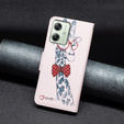 Klapkové puzdro pre Motorola Moto G54 5G, Wallet, giraffe, ružové