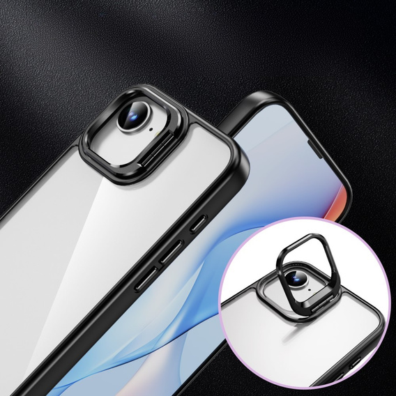 Puzdro pre Iphone 16E, Kickstand Frame, transparentné / čierne