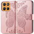 Klapkové puzdro pre Motorola Moto G15 / Motorola Moto G15 Power, Butterfly, ružové rose gold