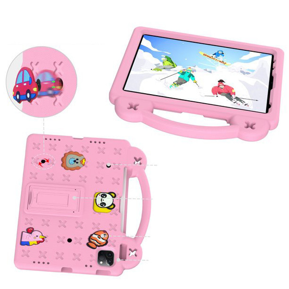 Detské puzdro pre iPad Air 10.9" 2022/2020 (5/4 gen.) / Pro 11" 2022/2021/2020 (4/3/2 gen.), Cute Patterns, so stojanom, ružové