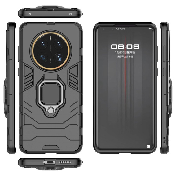 Obal na mobil pre Huawei Mate 50 Pro 4G, Kickstand Ring, čierne