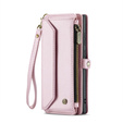 Puzdro CASEME pre Samsung Galaxy S25 Ultra, RFID Leather Wallet, s popruhom cez rameno, ružové