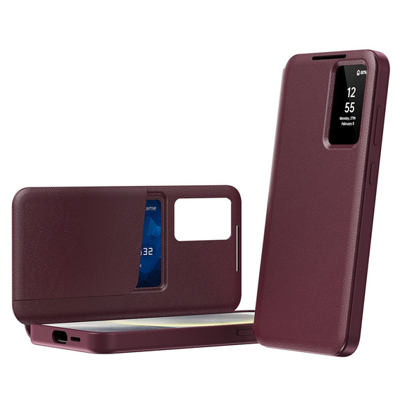 Flipové puzdro pre Samsung Galaxy S24 FE, Smart View Wallet, bordové