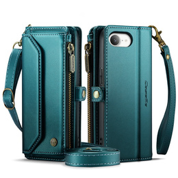 Puzdro CASEME pre iPhone16e, RFID Leather Wallet, s popruhom cez rameno, zelený