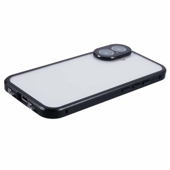 Puzdro pre iPhone 16, Magnetic Dual Glass, čierne