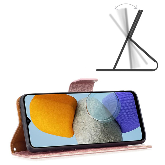 Klapkové puzdro pre Samsung Galaxy M33 5G, Wallet Litchi Magnet, ružové rose gold