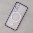 Magnetické puzdro Dual Glass MagSafe pre Samsung Galaxy S23, fialové